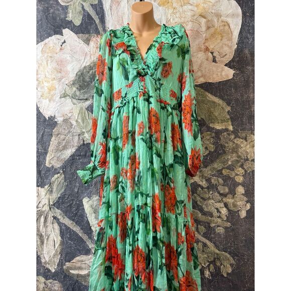 New Anthropologie The Odetta Ruffled V-Neck Dress Sz 1X - Picture 7 of 9